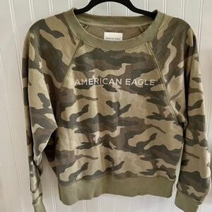 American Eagle Camo Crew Neck Sweater